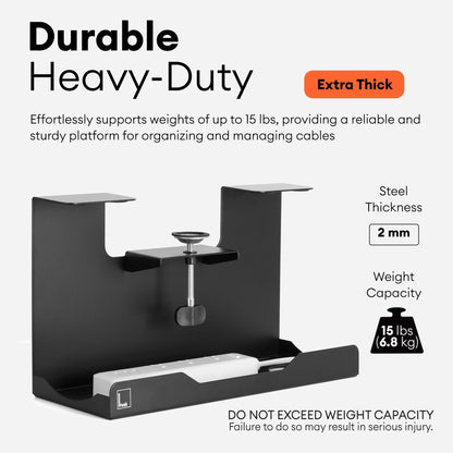 Clamp-On Cable Management Under Desk 17x9 inch