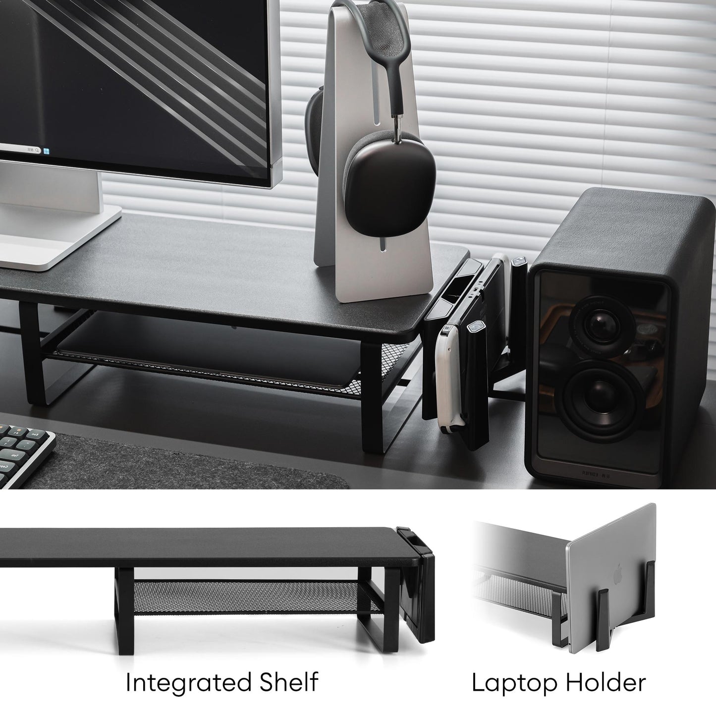 Dual Monitor Stand 38 inch, Black