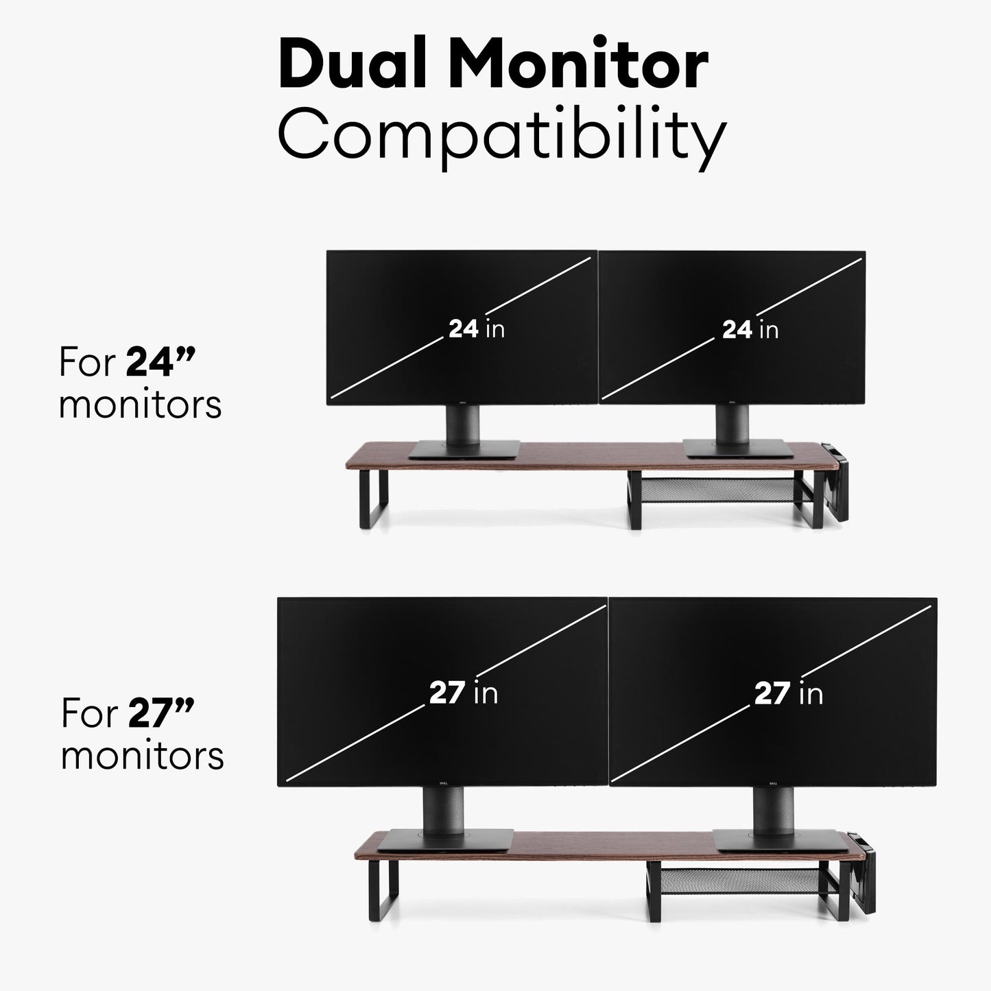 Dual Monitor Stand 38 inch, Wood Veneer