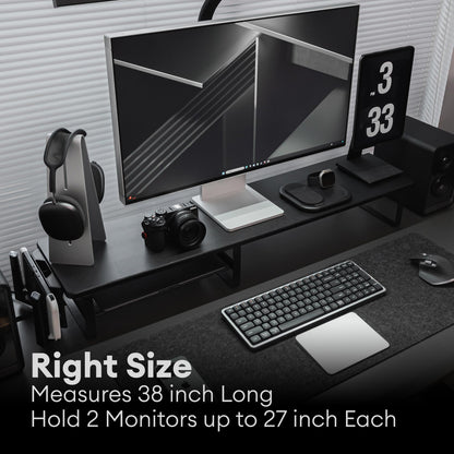 Dual Monitor Stand 38 inch, Black