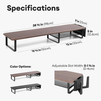 Dual Monitor Stand 38 inch, Wood Veneer