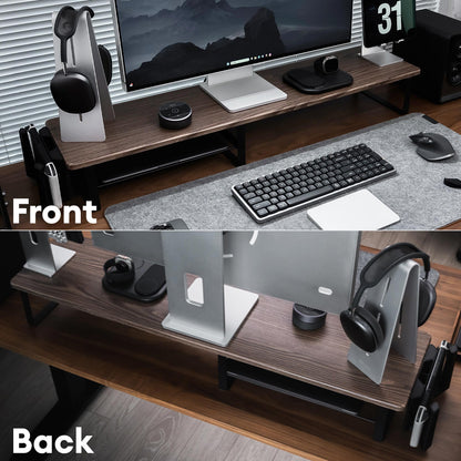 Dual Monitor Stand 38 inch, Wood Veneer