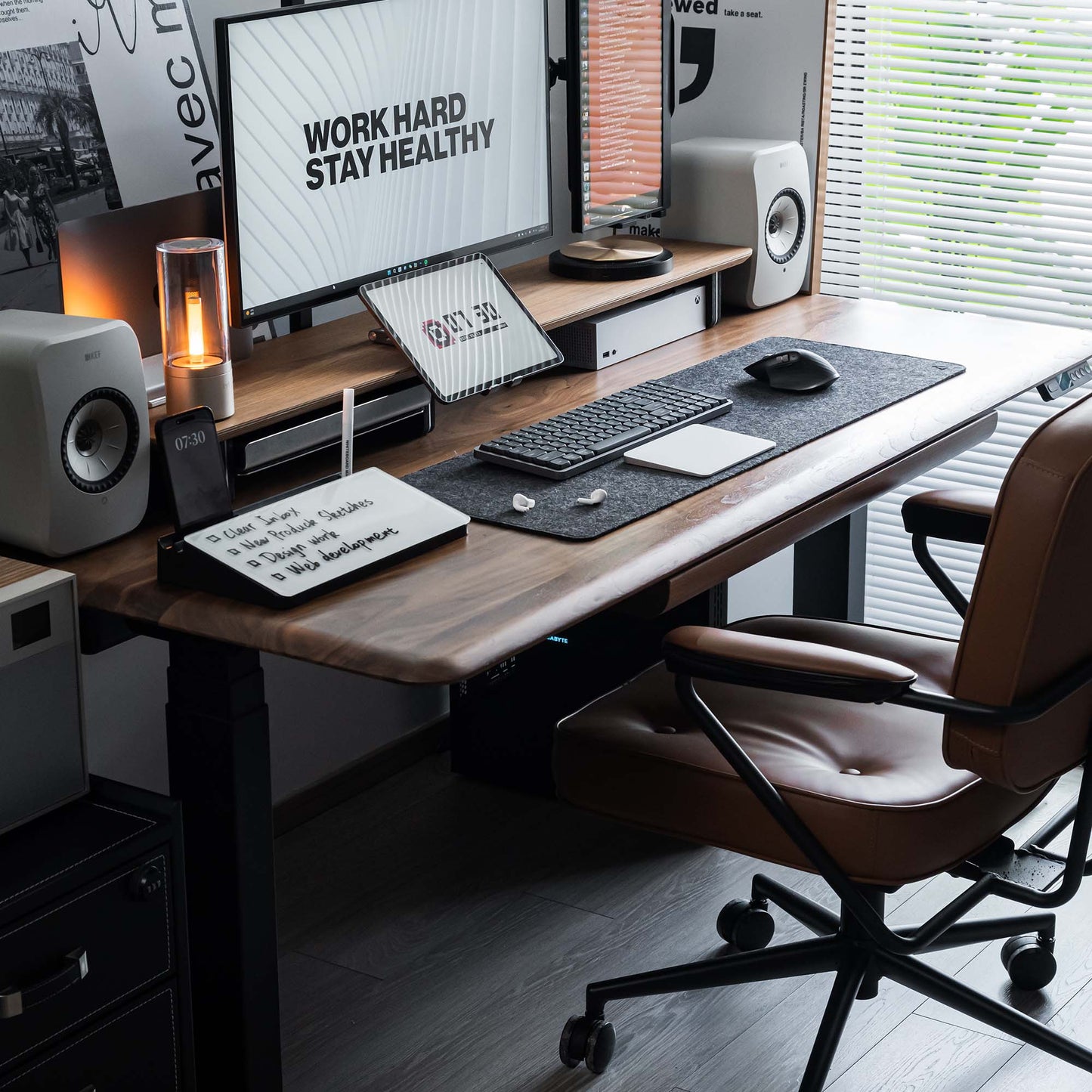 Glass Desktop Whiteboard with Storage, Black+White