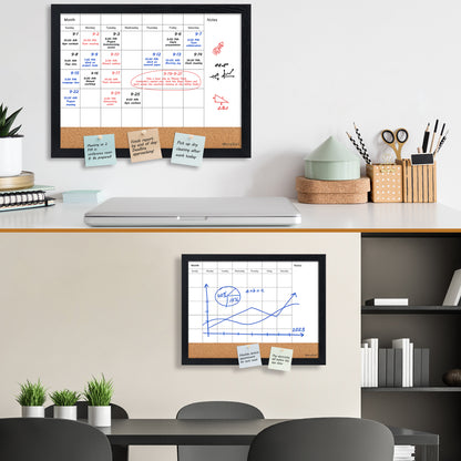 Dry Erase Calendar White Board for Wall 17x13 inch, Black